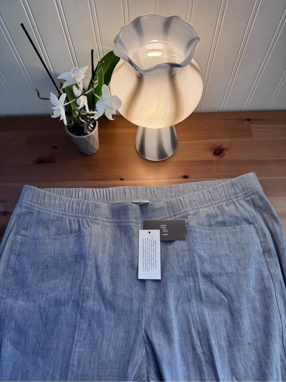 J. Jill Grey Smoke Pull On Linen Stretch Cropped Pants Size XLP New With Tags - Picture 2 of 11